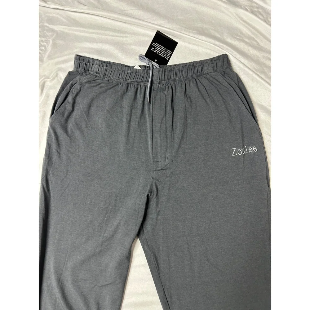 NWT Zoulee Mens Lounge Pants Charcoal Gray Cotton Blend Sweatpants Size L